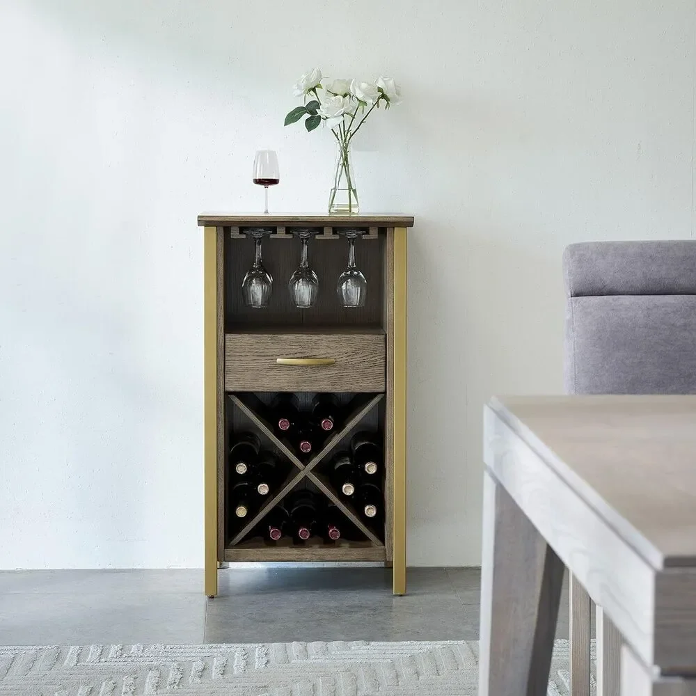 Leick Home 9500-DN Leah Mini Bar Cabinet for Stemware and Bottle Storage,